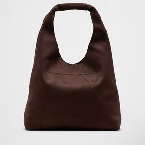NWT Banana Republic VEGAN LEATHER SLOUCHY TOTE chocolate brown leather suede bag